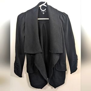 Aqua black open front cardigan